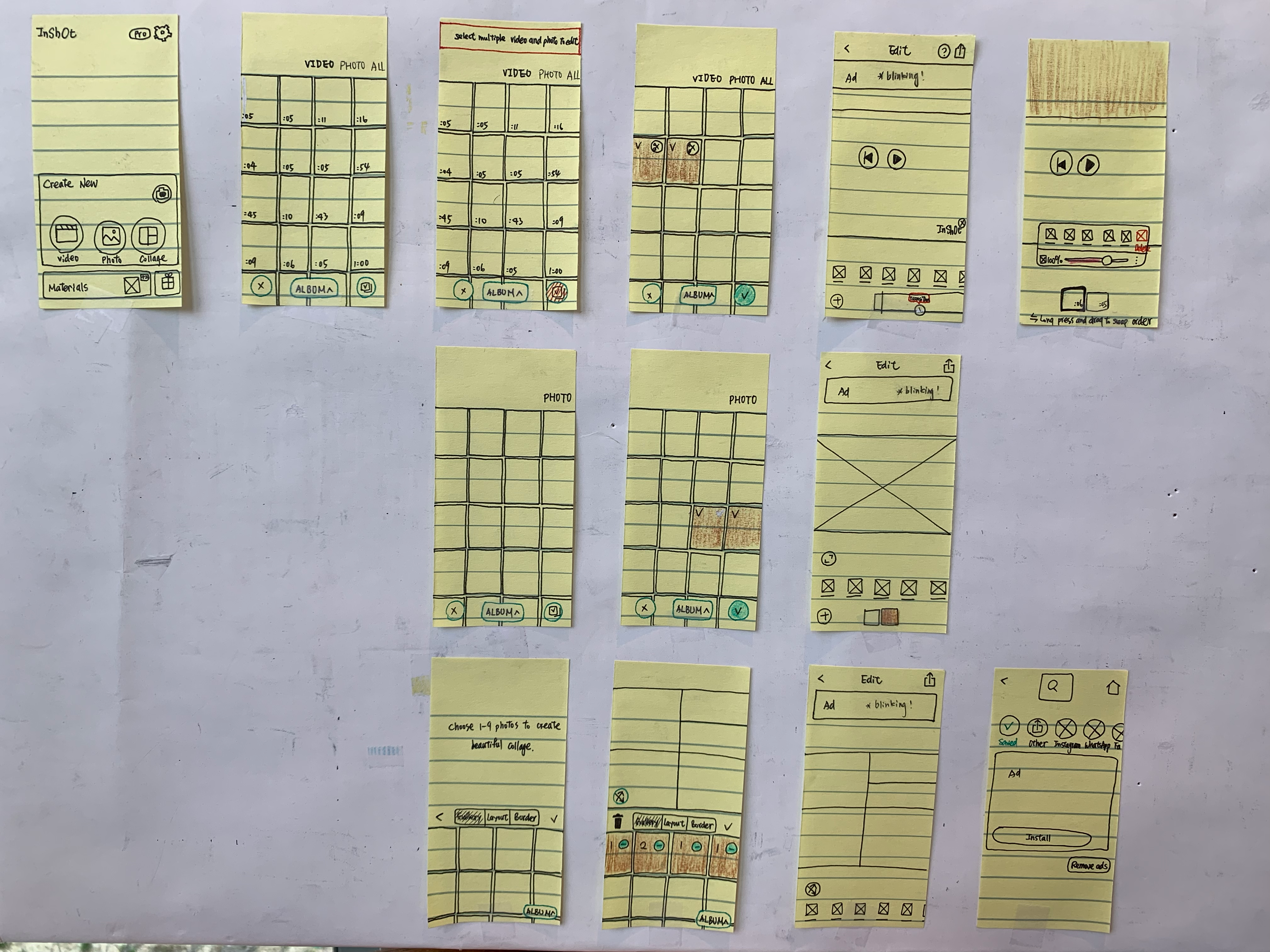 Deconstructing the screens used in the InShot app