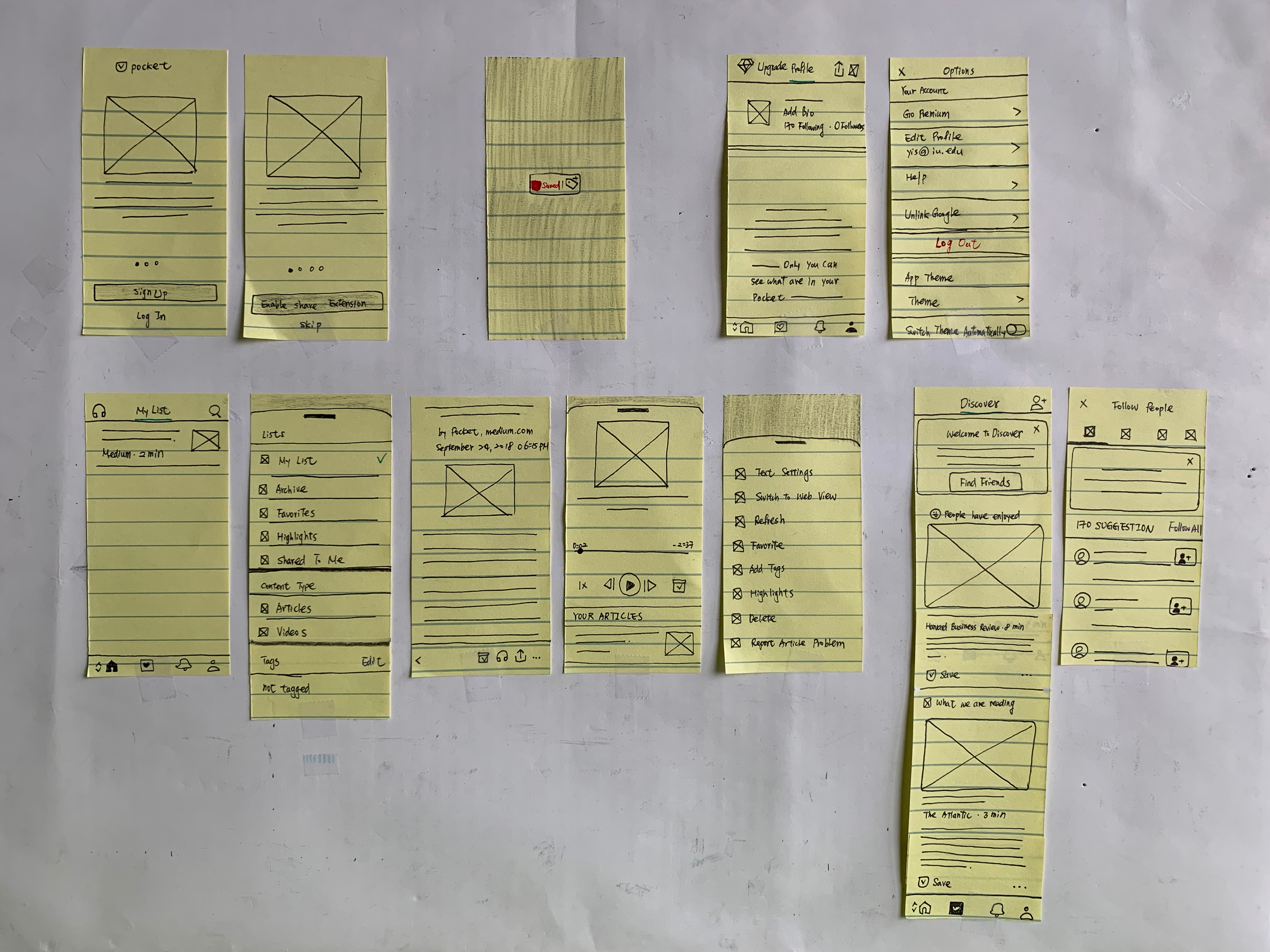 Deconstructing the screens used in the Pocket app